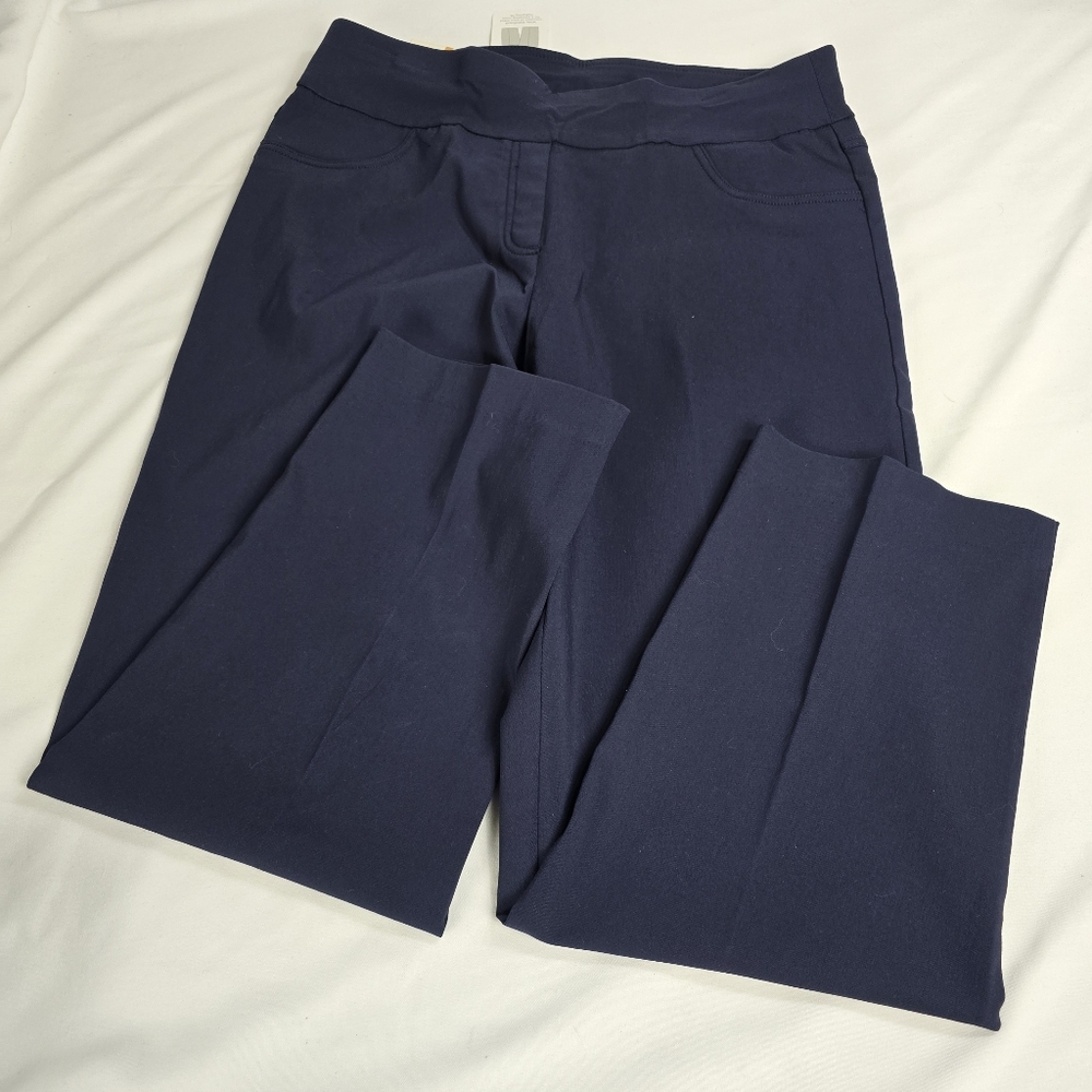 New Ruby Rd. Pull on Elastic Waist Plus Size 16W Navy Blue Dress Pants